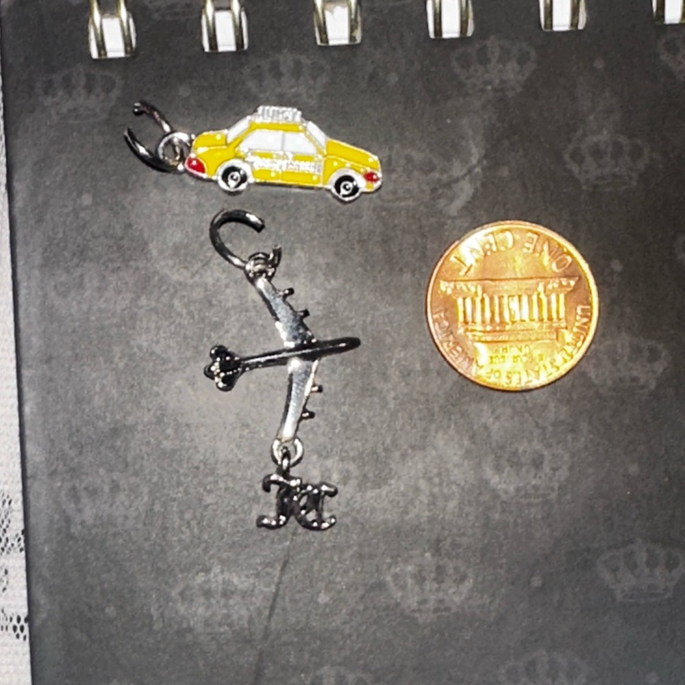 Juicy Couture silver small taxi and airplane charms